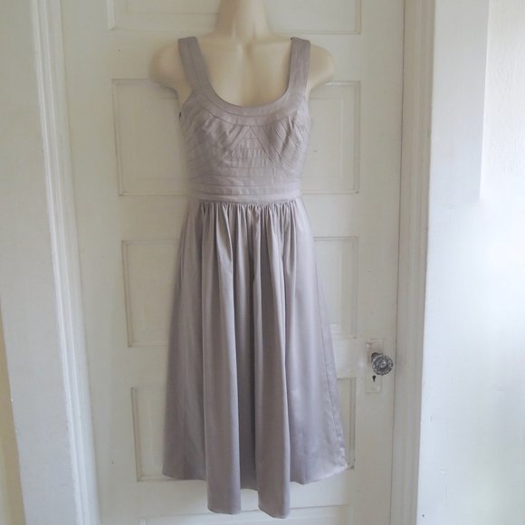 BCBGeneration Silver Gray Cocktail Party Dress Stitched Bodice 2 - Picture 1 of 10